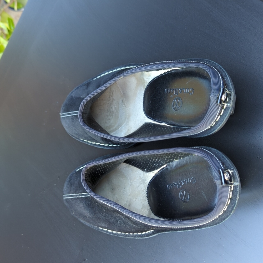 Cole Haan black suede wedge mules, size 8B - Picture 2 of 5